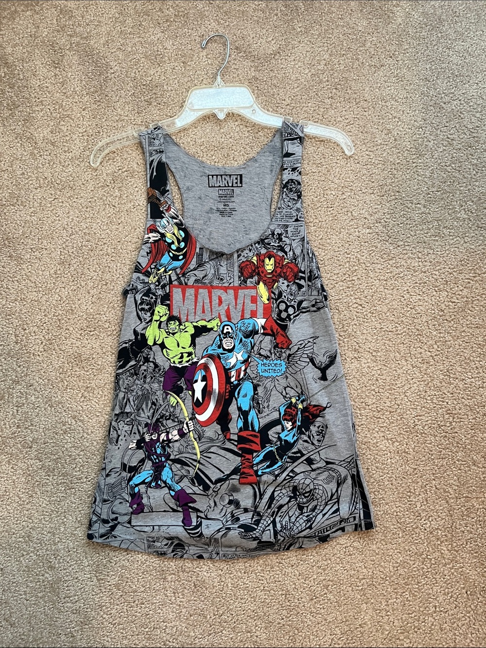 Marvel Superhero Grey Women’s Graphic Tank Top
